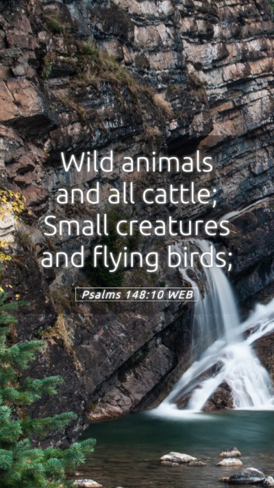Picture 05 - Psalms 148:10 WEB Mobile Phone Wallpaper - Wild animals and all cattle; Small creatures and - Mobile Bible Verse Wallpaper