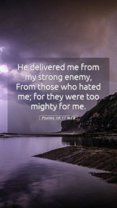 Picture 05 - Psalms 18:17 WEB Mobile Phone Wallpaper - He delivered me from my strong enemy, From those - Mobile Bible Verse Wallpaper