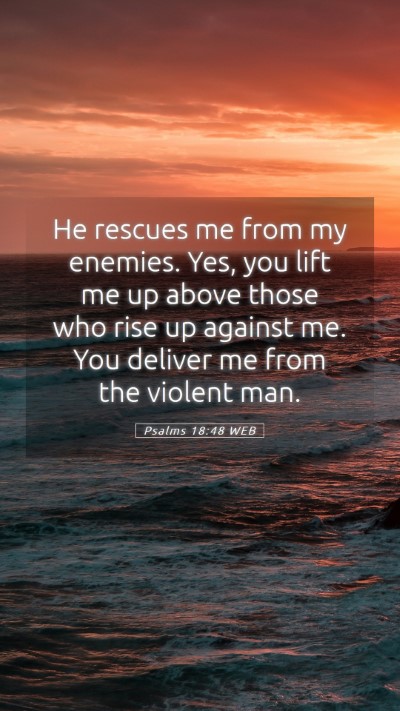 Picture 05 - Psalms 18:48 WEB Mobile Phone Wallpaper - He rescues me from my enemies. Yes, you lift me - Mobile Bible Verse Wallpaper