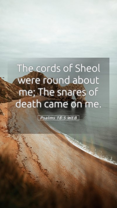 Picture 05 - Psalms 18:5 WEB Mobile Phone Wallpaper - The cords of Sheol were round about me; The - Mobile Bible Verse Wallpaper