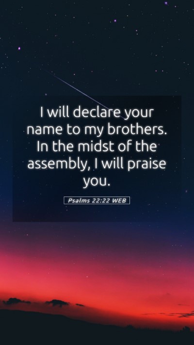 Picture 05 - Psalms 22:22 WEB Mobile Phone Wallpaper - I will declare your name to my brothers. In the - Mobile Bible Verse Wallpaper