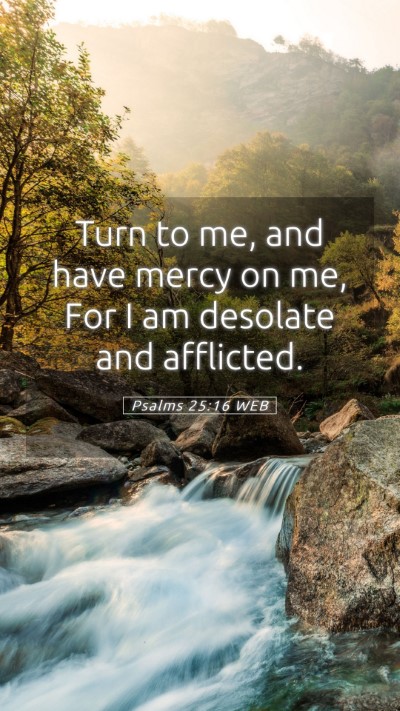 Picture 05 - Psalms 25:16 WEB Mobile Phone Wallpaper - Turn to me, and have mercy on me, For I am - Mobile Bible Verse Wallpaper