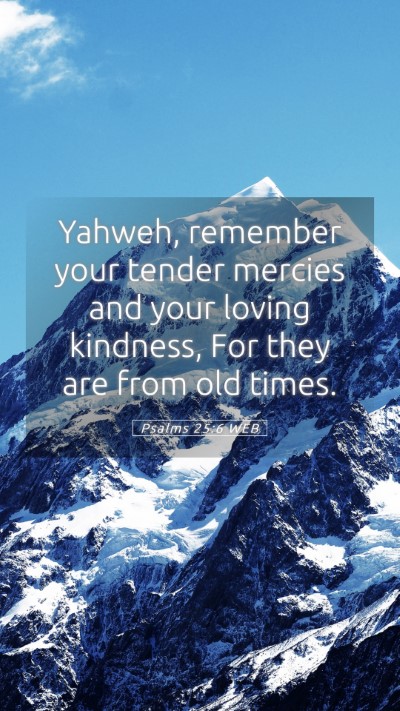 Picture 05 - Psalms 25:6 WEB Mobile Phone Wallpaper - Yahweh, remember your tender mercies and your - Mobile Bible Verse Wallpaper