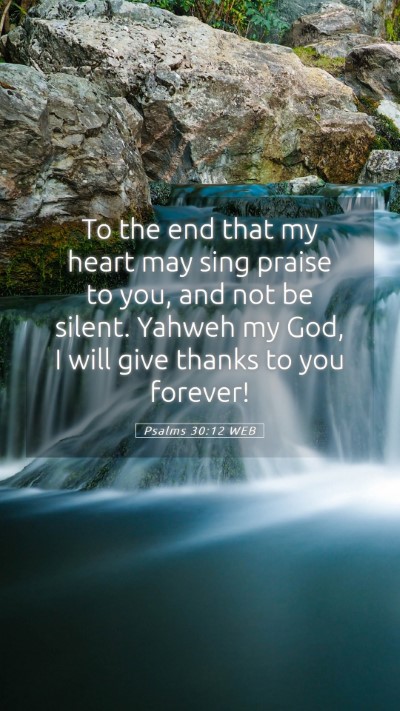 Picture 05 - Psalms 30:12 WEB Mobile Phone Wallpaper - To the end that my heart may sing praise to you, - Mobile Bible Verse Wallpaper