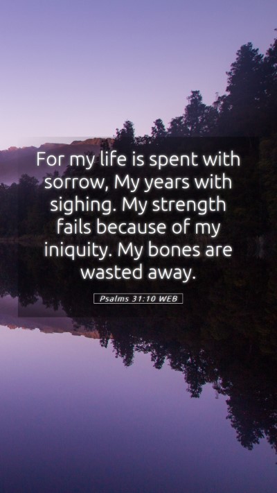Picture 05 - Psalms 31:10 WEB Mobile Phone Wallpaper - For my life is spent with sorrow, My years with - Mobile Bible Verse Wallpaper