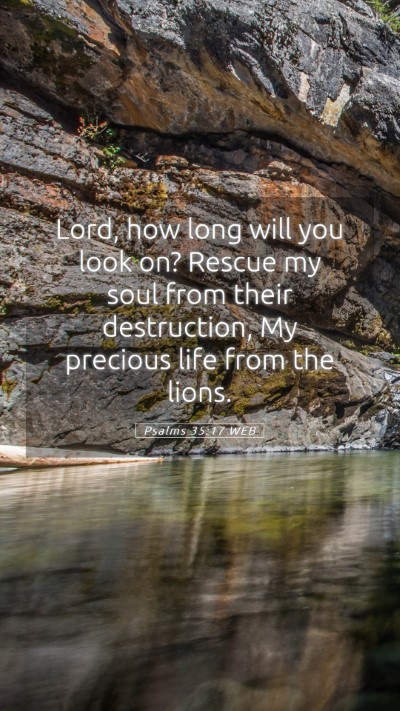 Picture 05 - Psalms 35:17 WEB Mobile Phone Wallpaper - Lord, how long will you look on? Rescue my soul - Mobile Bible Verse Wallpaper