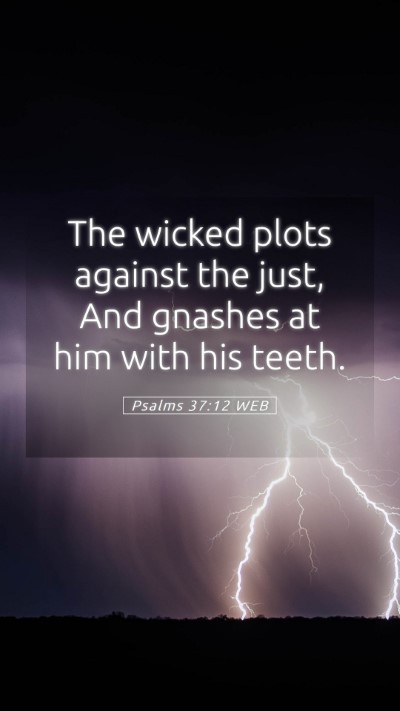 Picture 05 - Psalms 37:12 WEB Mobile Phone Wallpaper - The wicked plots against the just, And gnashes at - Mobile Bible Verse Wallpaper