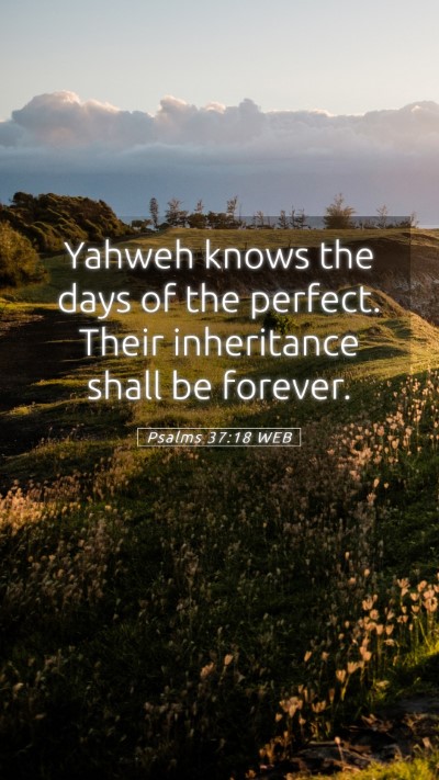 Picture 05 - Psalms 37:18 WEB Mobile Phone Wallpaper - Yahweh knows the days of the perfect. Their - Mobile Bible Verse Wallpaper