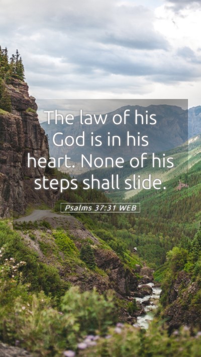 Picture 05 - Psalms 37:31 WEB Mobile Phone Wallpaper - The law of his God is in his heart. None of his - Mobile Bible Verse Wallpaper
