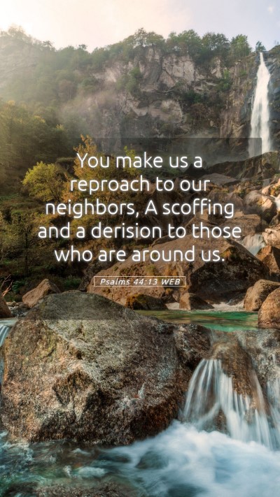 Picture 05 - Psalms 44:13 WEB Mobile Phone Wallpaper - You make us a reproach to our neighbors, A - Mobile Bible Verse Wallpaper
