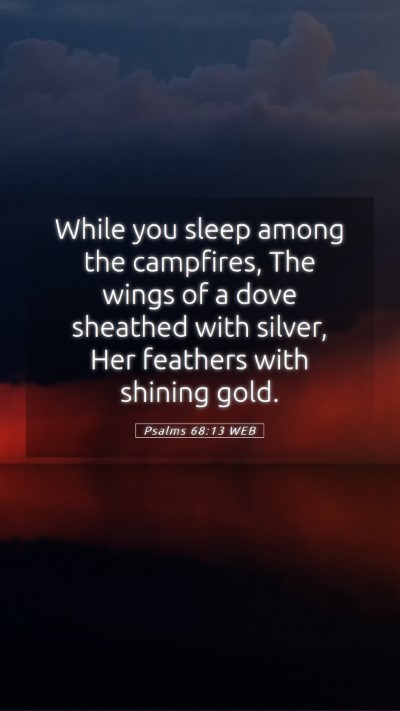 Picture 05 - Psalms 68:13 WEB Mobile Phone Wallpaper - While you sleep among the campfires, The wings of - Mobile Bible Verse Wallpaper