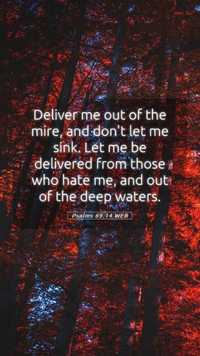 Picture 05 - Psalms 69:14 WEB Mobile Phone Wallpaper - Deliver me out of the mire, and don't let me - Mobile Bible Verse Wallpaper