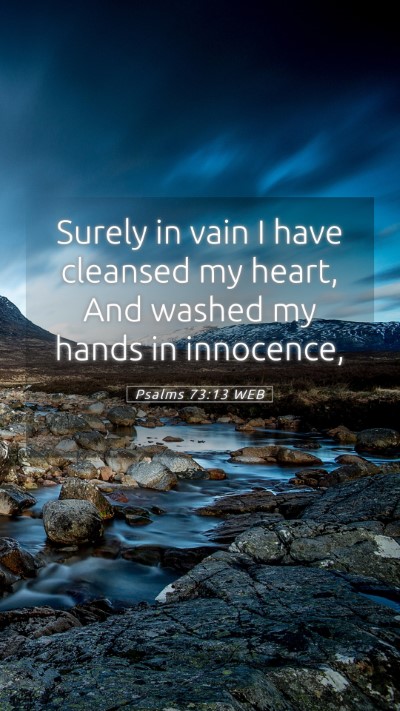 Picture 05 - Psalms 73:13 WEB Mobile Phone Wallpaper - Surely in vain I have cleansed my heart, And - Mobile Bible Verse Wallpaper