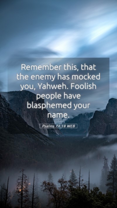 Picture 05 - Psalms 74:18 WEB Mobile Phone Wallpaper - Remember this, that the enemy has mocked you, - Mobile Bible Verse Wallpaper