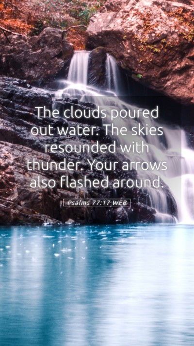 Picture 05 - Psalms 77:17 WEB Mobile Phone Wallpaper - The clouds poured out water. The skies resounded - Mobile Bible Verse Wallpaper