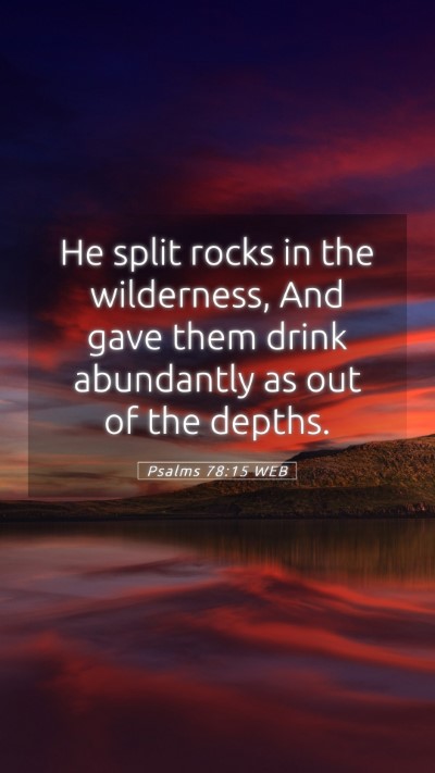 Picture 05 - Psalms 78:15 WEB Mobile Phone Wallpaper - He split rocks in the wilderness, And gave them - Mobile Bible Verse Wallpaper