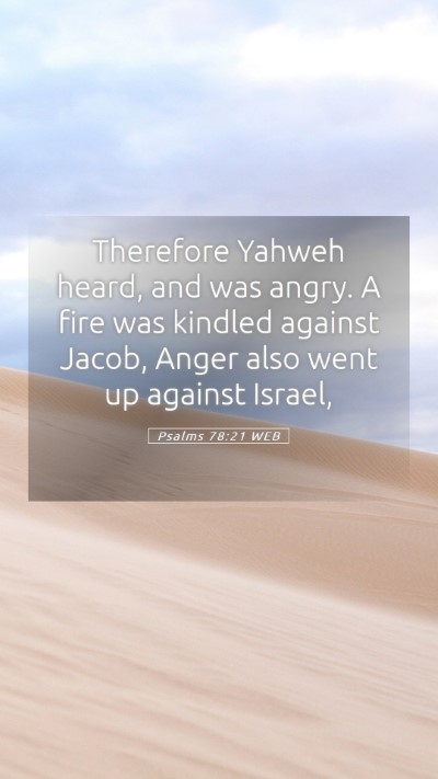 Picture 05 - Psalms 78:21 WEB Mobile Phone Wallpaper - Therefore Yahweh heard, and was angry. A fire was - Mobile Bible Verse Wallpaper