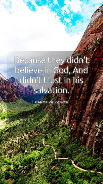 Picture 05 - Psalms 78:22 WEB Mobile Phone Wallpaper - Because they didn't believe in God, And didn't - Mobile Bible Verse Wallpaper