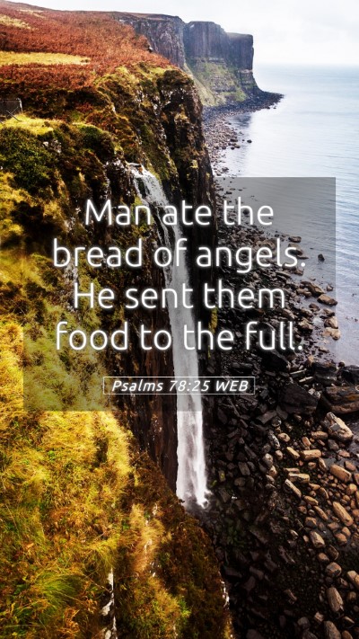 Picture 05 - Psalms 78:25 WEB Mobile Phone Wallpaper - Man ate the bread of angels. He sent them food to - Mobile Bible Verse Wallpaper