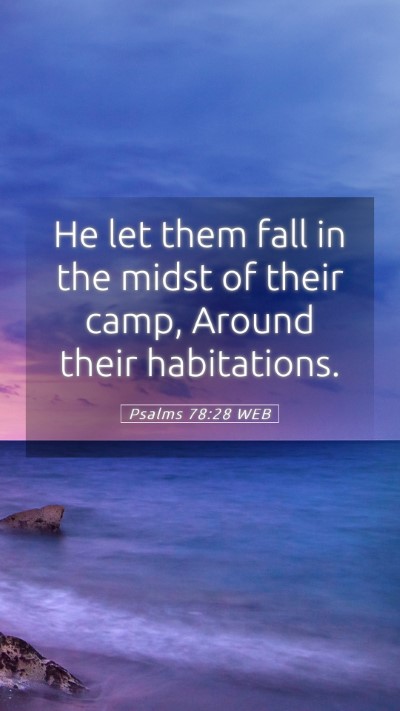 Picture 05 - Psalms 78:28 WEB Mobile Phone Wallpaper - He let them fall in the midst of their camp, - Mobile Bible Verse Wallpaper