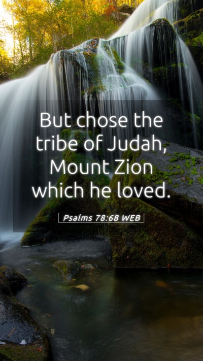 Picture 05 - Psalms 78:68 WEB Mobile Phone Wallpaper - But chose the tribe of Judah, Mount Zion which he - Mobile Bible Verse Wallpaper