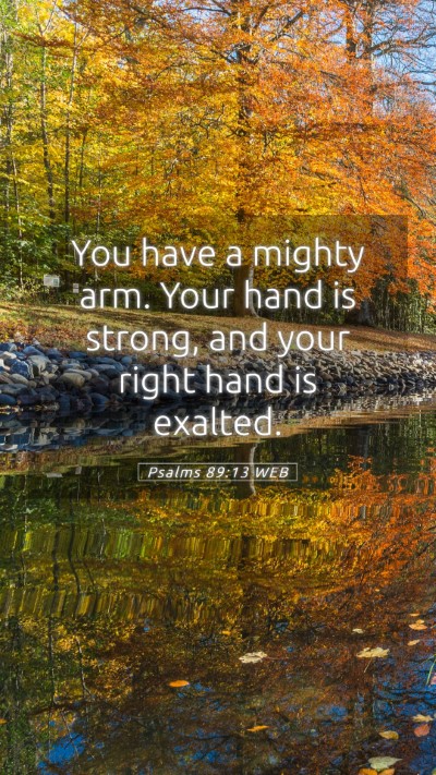 Picture 05 - Psalms 89:13 WEB Mobile Phone Wallpaper - You have a mighty arm. Your hand is strong, and - Mobile Bible Verse Wallpaper