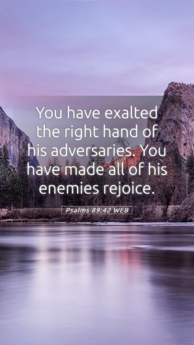 Picture 05 - Psalms 89:42 WEB Mobile Phone Wallpaper - You have exalted the right hand of his - Mobile Bible Verse Wallpaper