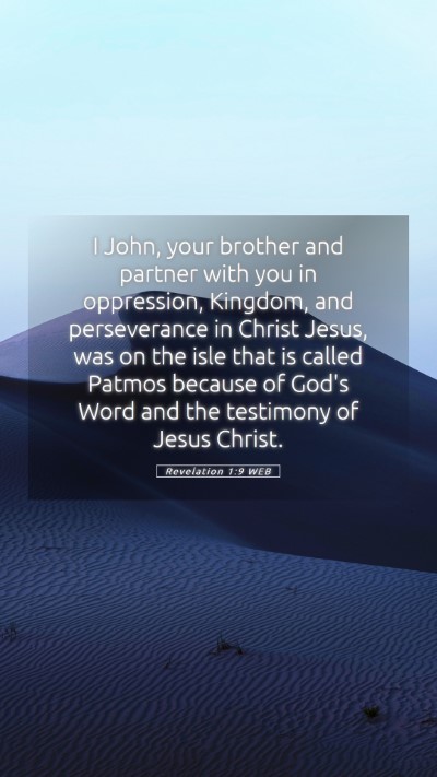 Picture 05 - Revelation 1:9 WEB Mobile Phone Wallpaper - I John, your brother and partner with you in - Mobile Bible Verse Wallpaper