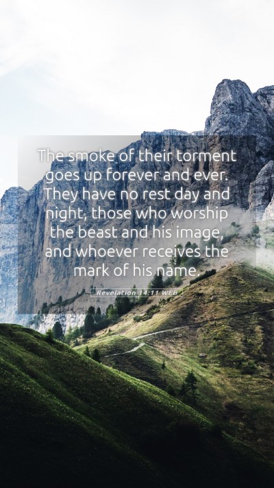 Picture 05 - Revelation 14:11 WEB Mobile Phone Wallpaper - The smoke of their torment goes up forever and - Mobile Bible Verse Wallpaper