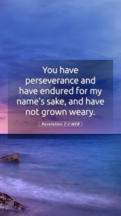 Picture 05 - Revelation 2:3 WEB Mobile Phone Wallpaper - You have perseverance and have endured for my - Mobile Bible Verse Wallpaper