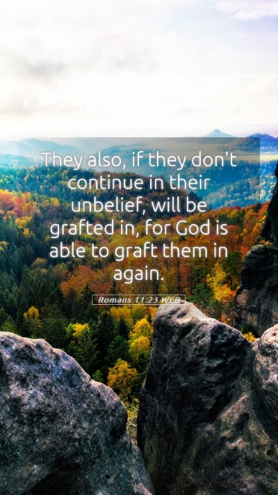 Picture 05 - Romans 11:23 WEB Mobile Phone Wallpaper - They also, if they don't continue in their - Mobile Bible Verse Wallpaper