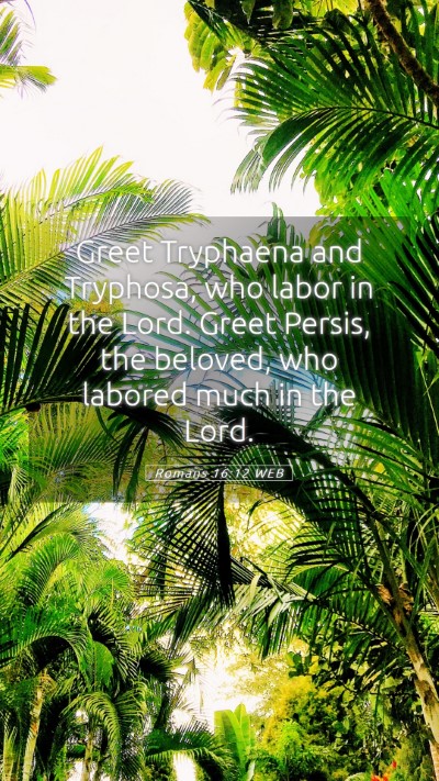 Picture 05 - Romans 16:12 WEB Mobile Phone Wallpaper - Greet Tryphaena and Tryphosa, who labor in the - Mobile Bible Verse Wallpaper