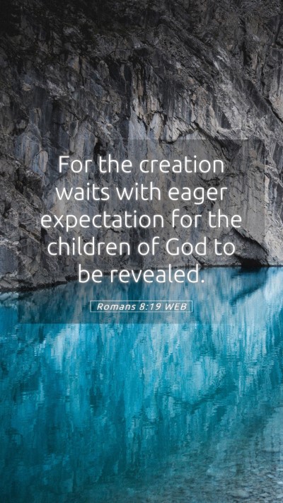 Picture 05 - Romans 8:19 WEB Mobile Phone Wallpaper - For the creation waits with eager expectation for - Mobile Bible Verse Wallpaper