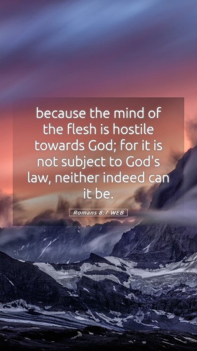 Picture 05 - Romans 8:7 WEB Mobile Phone Wallpaper - because the mind of the flesh is hostile towards - Mobile Bible Verse Wallpaper