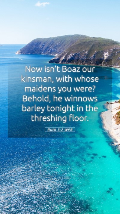 Picture 05 - Ruth 3:2 WEB Mobile Phone Wallpaper - Now isn't Boaz our kinsman, with whose maidens - Mobile Bible Verse Wallpaper