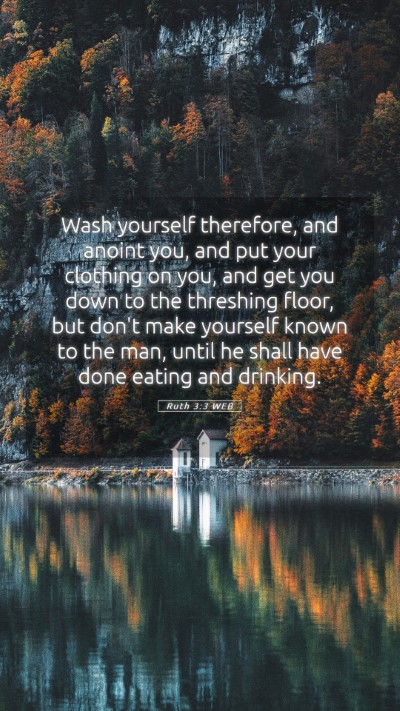 Picture 05 - Ruth 3:3 WEB Mobile Phone Wallpaper - Wash yourself therefore, and anoint you, and put - Mobile Bible Verse Wallpaper
