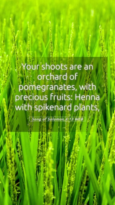 Picture 05 - Song of Solomon 4:13 WEB Mobile Phone Wallpaper - Your shoots are an orchard of pomegranates, with - Mobile Bible Verse Wallpaper