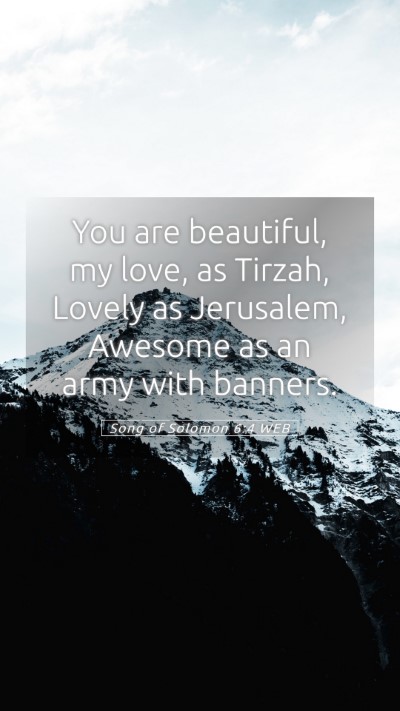 Picture 05 - Song of Solomon 6:4 WEB Mobile Phone Wallpaper - You are beautiful, my love, as Tirzah, Lovely as - Mobile Bible Verse Wallpaper