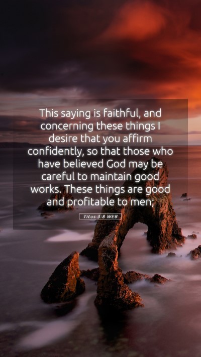 Picture 05 - Titus 3:8 WEB Mobile Phone Wallpaper - This saying is faithful, and concerning these - Mobile Bible Verse Wallpaper