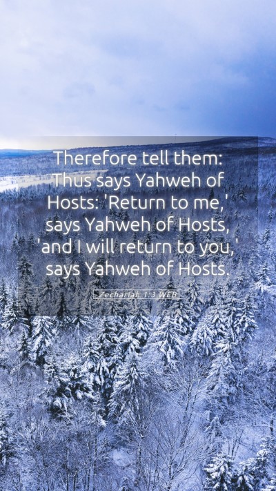 Picture 05 - Zechariah 1:3 WEB Mobile Phone Wallpaper - Therefore tell them: Thus says Yahweh of Hosts: - Mobile Bible Verse Wallpaper