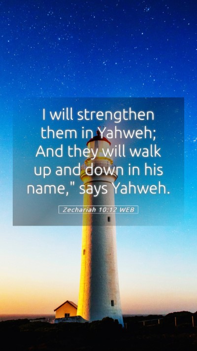 Picture 05 - Zechariah 10:12 WEB Mobile Phone Wallpaper - I will strengthen them in Yahweh; And they will - Mobile Bible Verse Wallpaper