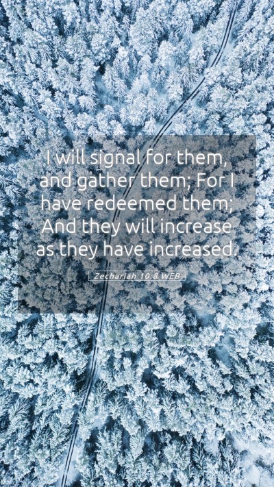 Picture 05 - Zechariah 10:8 WEB Mobile Phone Wallpaper - I will signal for them, and gather them; For I - Mobile Bible Verse Wallpaper