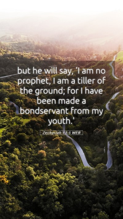 Picture 05 - Zechariah 13:5 WEB Mobile Phone Wallpaper - but he will say, 'I am no prophet, I am a tiller - Mobile Bible Verse Wallpaper