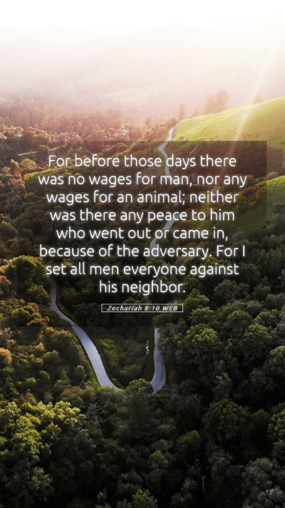 Picture 05 - Zechariah 8:10 WEB Mobile Phone Wallpaper - For before those days there was no wages for man, - Mobile Bible Verse Wallpaper