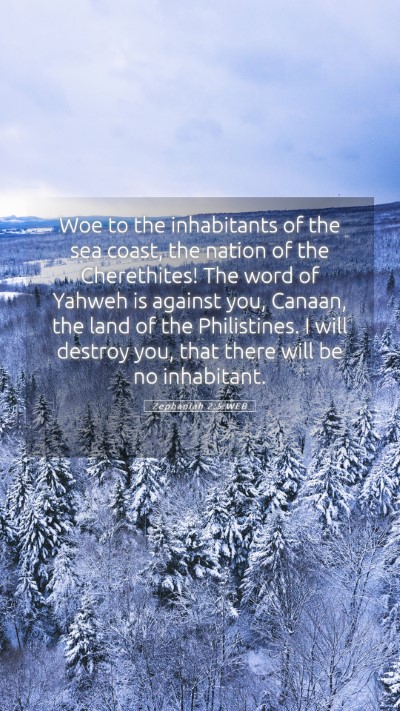 Picture 05 - Zephaniah 2:5 WEB Mobile Phone Wallpaper - Woe to the inhabitants of the sea coast, the - Mobile Bible Verse Wallpaper