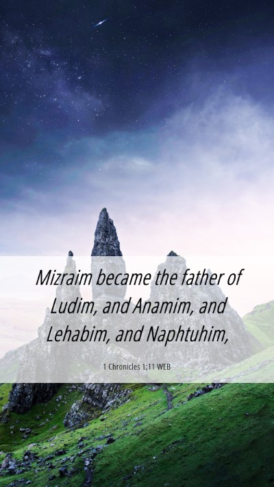 Picture 06 - 1 Chronicles 1:11 WEB Mobile Phone Wallpaper - Mizraim became the father of Ludim, and Anamim, - Mobile Bible Verse Wallpaper