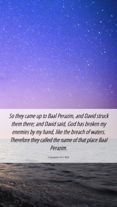 Picture 06 - 1 Chronicles 14:11 WEB Mobile Phone Wallpaper - So they came up to Baal Perazim, and David struck - Mobile Bible Verse Wallpaper