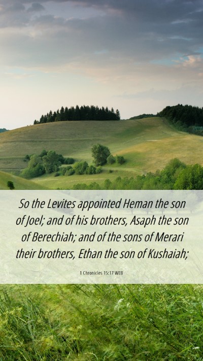 Picture 06 - 1 Chronicles 15:17 WEB Mobile Phone Wallpaper - So the Levites appointed Heman the son of Joel; - Mobile Bible Verse Wallpaper