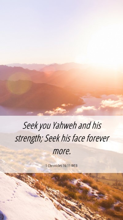 Picture 06 - 1 Chronicles 16:11 WEB Mobile Phone Wallpaper - Seek you Yahweh and his strength; Seek his face - Mobile Bible Verse Wallpaper