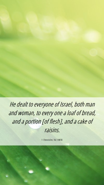 Picture 06 - 1 Chronicles 16:3 WEB Mobile Phone Wallpaper - He dealt to everyone of Israel, both man and - Mobile Bible Verse Wallpaper